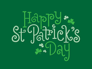 ST PATRICK’S DAY hand lettering card with shamrocks