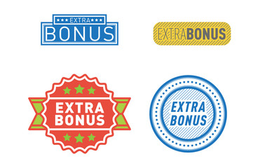 Super extra bonus banners text in color drawn labels, business shopping concept vector internet promotion shopping vector