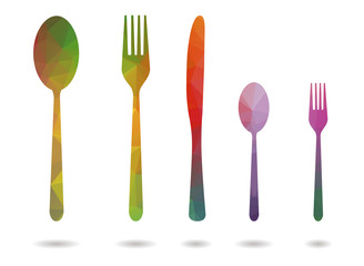 low poly five cutlery