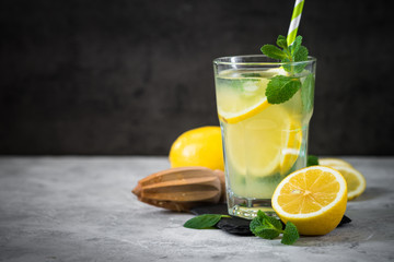 Lemonade Traditional Summer drink. Citrus infused water