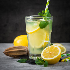 Lemonade Traditional Summer drink. Citrus infused water