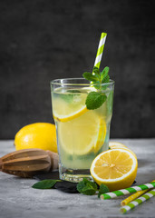 Lemonade Traditional Summer drink. Citrus infused water