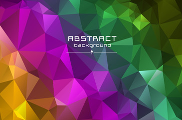 Abstract low poly triangles background. Futuristic pattern. Geometric polygonal design. Multicolor. Warm colors and shades. All colors of the rainbow.