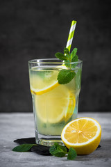 Lemonade Traditional Summer drink. Citrus infused water