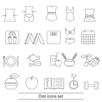 Diet icons set
