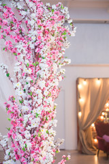 mirror, flowers, decoration, chandelier