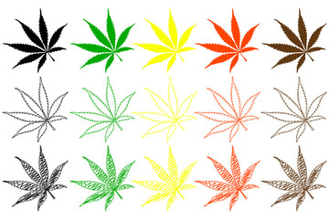 marijuana leaf - color set