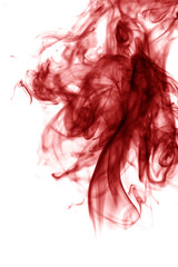 Toxic fumes movement on a white background..Red smoke movement on a white background.