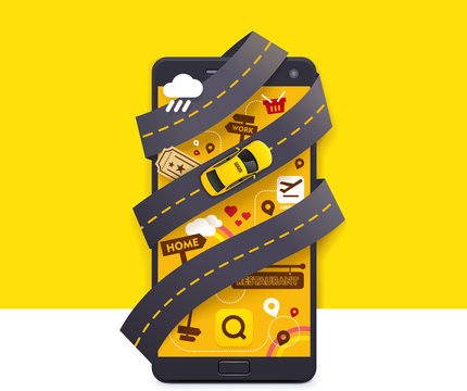 Vector Taxi Mobile App Icon