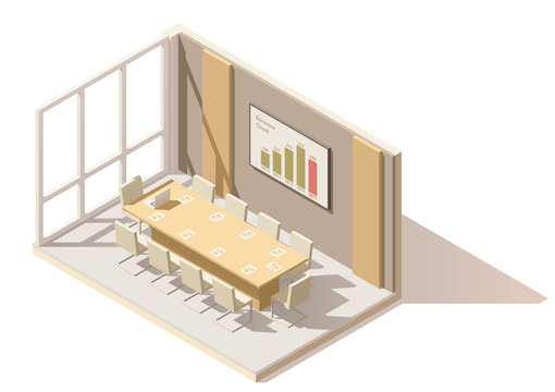 Vector Isometric Low Poly Office Conference Room