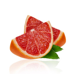 Grapefruit fruit slice isolated on white background. Clipping path