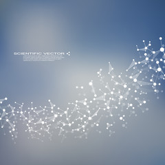 Fototapeta premium Molecule DNA and neurons vector. Molecular structure. Connected lines with dots. Genetic chemical compounds. Chemistry, medicine, science, technology concept. Geometric abstract background.