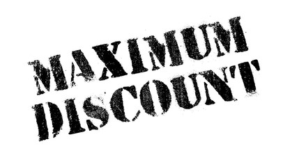 Maximum Discount rubber stamp. Grunge design with dust scratches. Effects can be easily removed for a clean, crisp look. Color is easily changed.