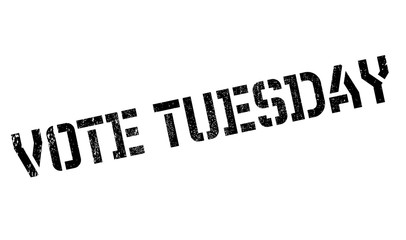 Vote Tuesday rubber stamp. Grunge design with dust scratches. Effects can be easily removed for a clean, crisp look. Color is easily changed.