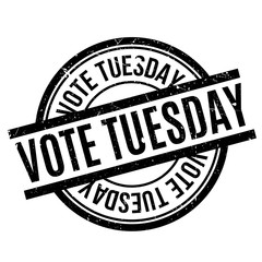 Vote Tuesday rubber stamp. Grunge design with dust scratches. Effects can be easily removed for a clean, crisp look. Color is easily changed.