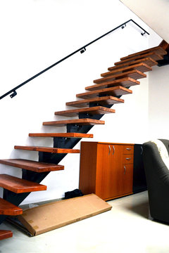 Metallic and wooden stairway