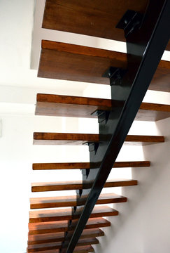Steel construction of stairs in house