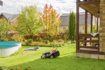 Autumn care in the summer garden in the country.