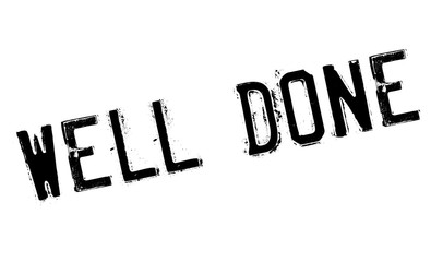 Well Done rubber stamp. Grunge design with dust scratches. Effects can be easily removed for a clean, crisp look. Color is easily changed.