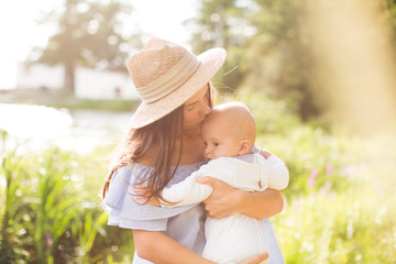 Young mother with newborn baby