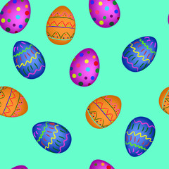 pattern of easter eggs on a blue background