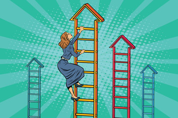 Businesswoman climbing up the business ladder © studiostoks