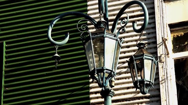 Old Street Lamps In La Boca, Caminito, Buenos Aires