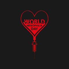 World hemophilia day concept. Heart makes drop counter transfusion. Vector illustration EPS 10.