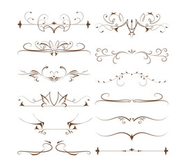 Obraz premium Ornamental dividers set on white background. Classic, floral and ethnic ornaments. Embroidery.