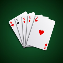 Poker hand cards straight combination template