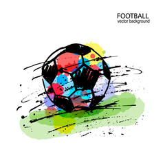 Soccer ball on a white background. Abstract football. Grunge style. Hand drawing textures.