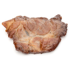 Cooked fried pork meat isolated on white background cutout