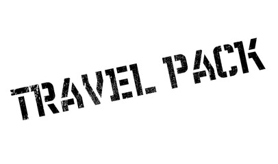 Travel Pack rubber stamp. Grunge design with dust scratches. Effects can be easily removed for a clean, crisp look. Color is easily changed.