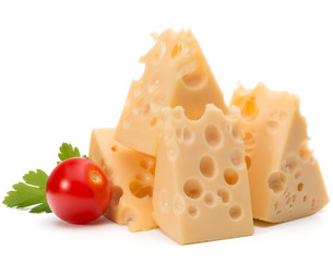 Cheese block isolated on white background cutout