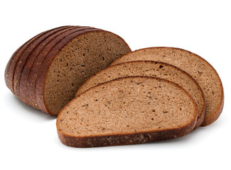 Fresh sliced rye bread loaf isolated on white background cutout