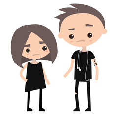 Obraz na płótnie Canvas fashionable teenagers wearing black / flat editable vector illustration
