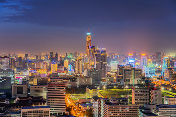 Bangkok Cityscape, business district at night , Bangkok, Thailand