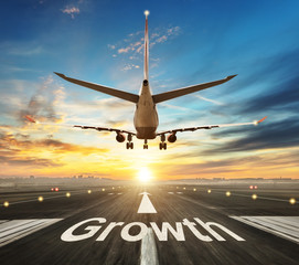 Growth creative concept with airport runway