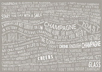 typographic vector background with sayings about champagne