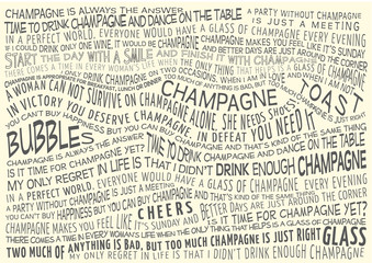 typographic vector background with sayings about champagne