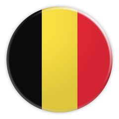 Fototapeta premium Belgium Flag Button, 3d illustration on white background