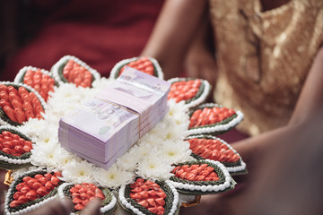 bride price money in thai wedding ceremony