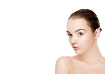 Naklejka premium Beautiful woman with natural makeup spa scin care