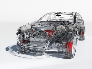 Transparent model cars.