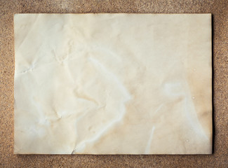 old paper texture on cork board background with space.