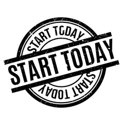 Start Today rubber stamp. Grunge design with dust scratches. Effects can be easily removed for a clean, crisp look. Color is easily changed.