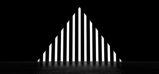 Naklejka premium Pyramid of glowing stripes. 3D Render