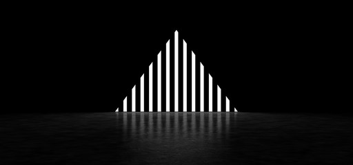 Pyramid of glowing stripes. 3D Render