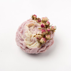 handmade soap as roses, dried flowers, aromatherapy, spa