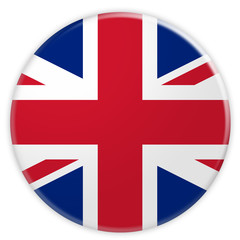 Great Britain Union Jack Flag Button, 3d illustration on white background